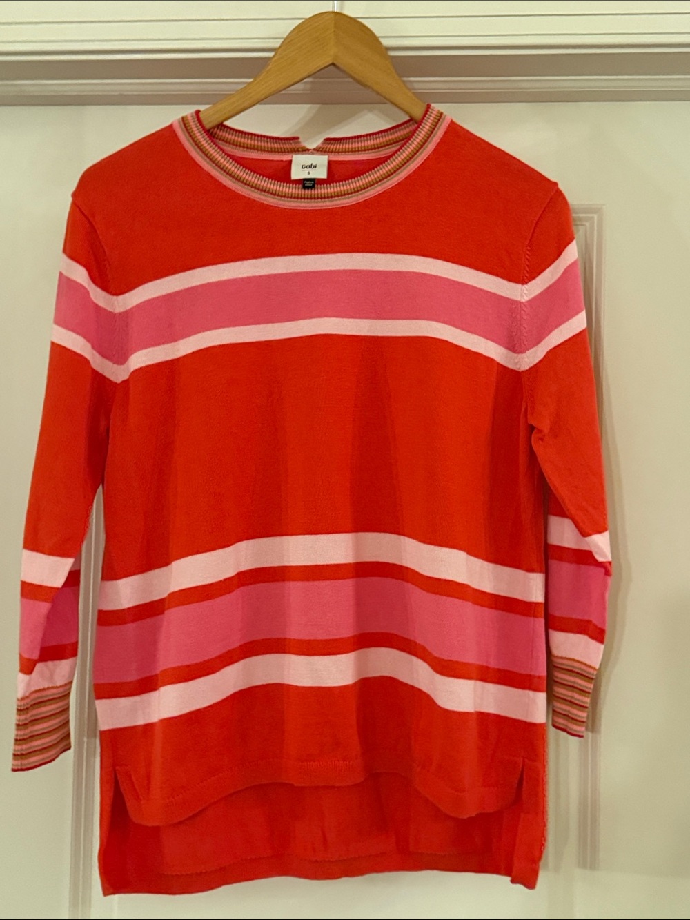 Cabi Cadet Pullover Orange Pink White - S